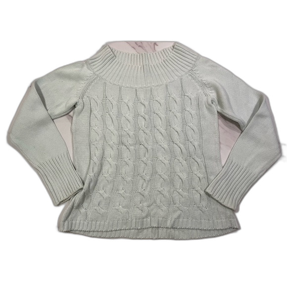 Joy Li Light Blue Cable Knit Sweater Size M 100% Cotton - Picture 1 of 4